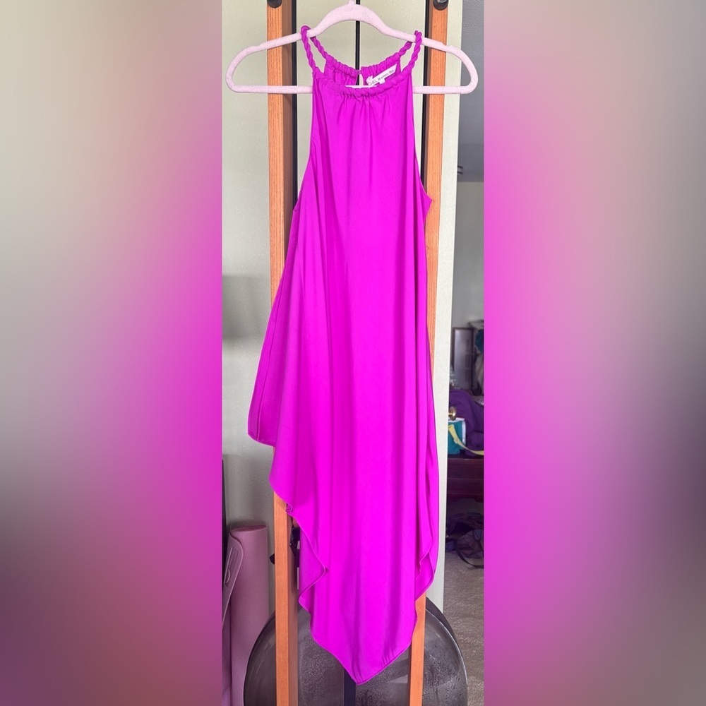Like NEW Rachel Roy Rope Halter Sleeveless Handkerchief Dress Pink Size Large